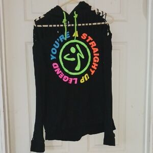 Black Sleeveless Hoodie with Neon Graphic